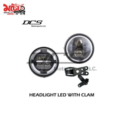 LED motorcycle headlight with clamp